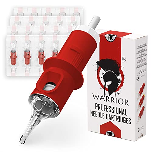 WARRIOR Red Tattoo Patronen Nadeln Professionelle Sterilisierte mit E.O Gas Tattoo Needle Cartridge Round Liner 20 Stück 316L Chirurgischer Stahl Einweg Permanent Make-up (0.35mm-1211RL) von Warrior