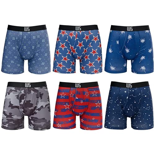 Warriors & Scholars | Boxershorts mit Tasche | Herren Boxershorts | Boxershorts für Herren 6er Pack | bedruckte Herrenunterwäsche, Pack 429fbp, Large von Warriors & Scholars