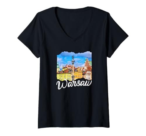 Damen Polen Warschau Souvenir/Warschau T-Shirt mit V-Ausschnitt Damen Polen Warschau Souvenir/Warschau T-Shirt mit V-Ausschnitt von Warsaw Poland Souvenirs