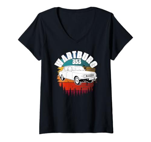Damen Wartburg 353 Auto Ostdeutschland DDR Oldtimer Eisenach T-Shirt mit V-Ausschnitt Damen Wartburg 353 Auto Ostdeutschland DDR Oldtimer Eisenach T-Shirt mit V-Ausschnitt von Wartburg Auto Ostdeutschland DDR Oldtimer