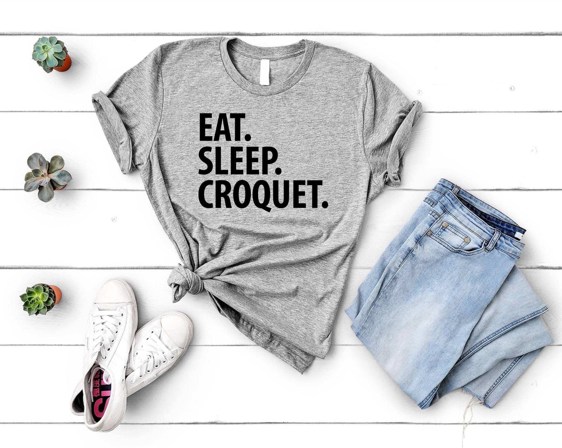 Croquet T-Shirt, Eat Sleep Shirt Herren Damen Geschenke - 3480 von WaryaTshirts