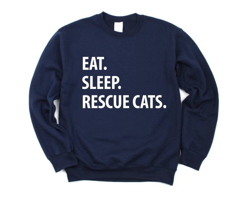 Katzen Rettung Pullover, Eat Sleep Rescue Cats Sweatshirt Herren Damen Geschenk - 1222 von WaryaTshirts