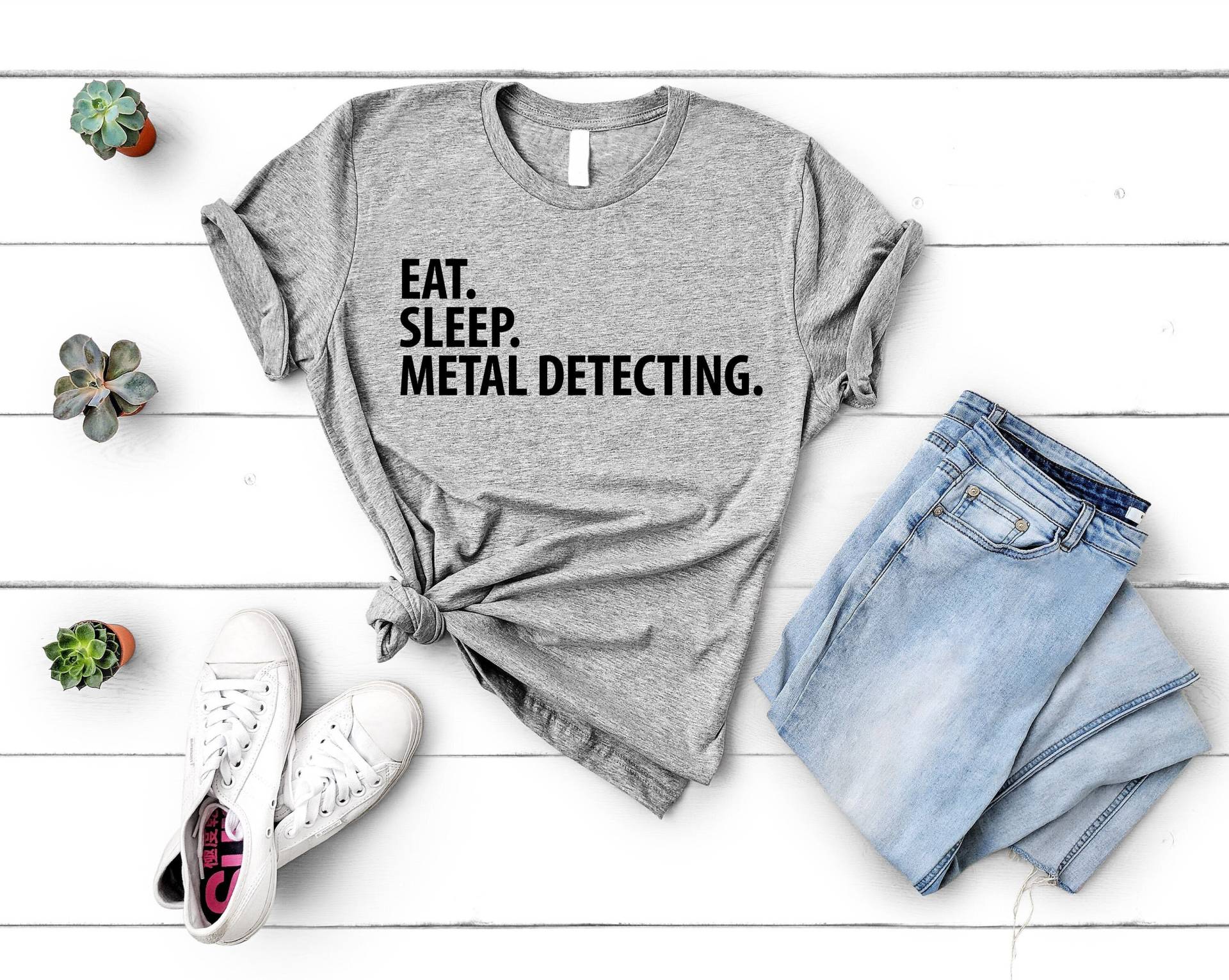 Metal Detect T-Shirt, Eat Sleep Detecting Shirt Herren Frauen Geschenke - 3483 von WaryaTshirts
