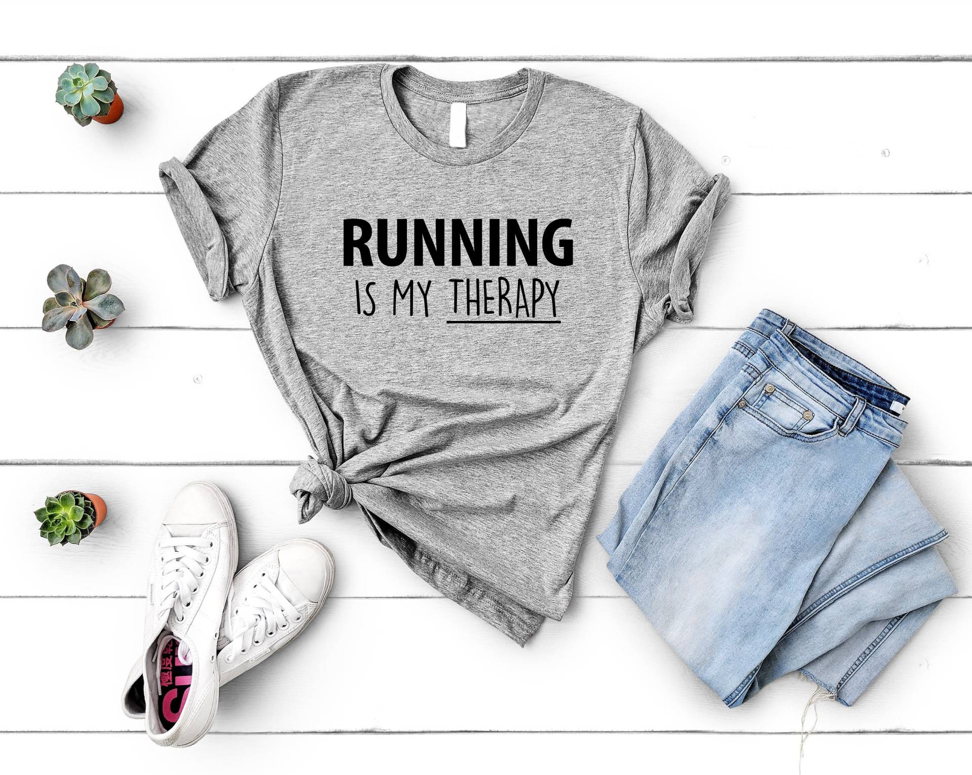 Running Shirt, Is My Therapy T-Shirt Herren Damen Geschenk - 3501 von WaryaTshirts