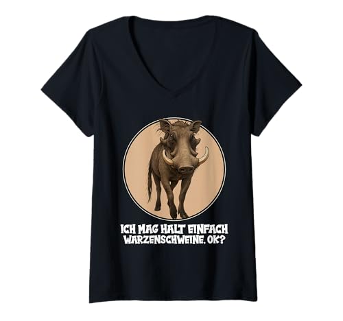 Damen Warzenschweine Warzenschwein T-Shirt mit V-Ausschnitt von Warzenschweine Warzenschwein Tier Shop