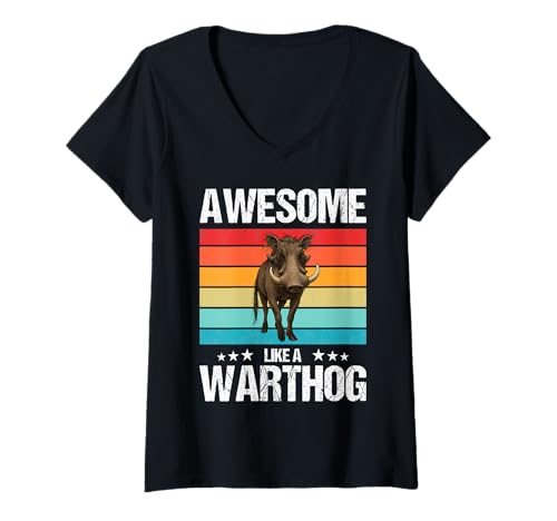 Damen Warzenschweine Warzenschwein T-Shirt mit V-Ausschnitt von Warzenschweine Warzenschwein Tier Shop