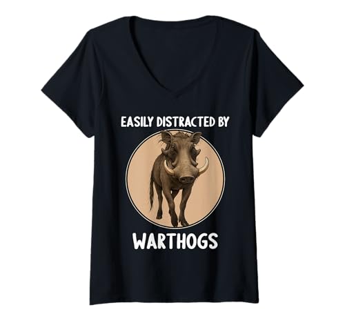 Damen Warzenschweine Warzenschwein T-Shirt mit V-Ausschnitt von Warzenschweine Warzenschwein Tier Shop