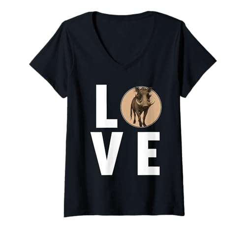 Damen Warzenschweine Warzenschwein T-Shirt mit V-Ausschnitt von Warzenschweine Warzenschwein Tier Shop