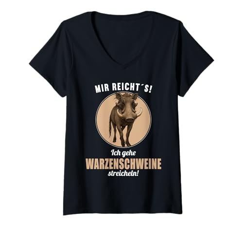 Damen Warzenschweine Warzenschwein T-Shirt mit V-Ausschnitt von Warzenschweine Warzenschwein Tier Shop