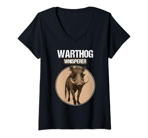 Damen Warzenschweine Warzenschwein T-Shirt mit V-Ausschnitt von Warzenschweine Warzenschwein Tier Shop