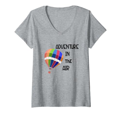 Damen Heißluftballon Ballone Ballonfahren Fliegen Am Horizont T-Shirt mit V-Ausschnitt Damen Heißluftballon Ballone Ballonfahren Fliegen Am Horizont T-Shirt mit V-Ausschnitt von Was Ist Besser Als Ein Heißluftballon?
