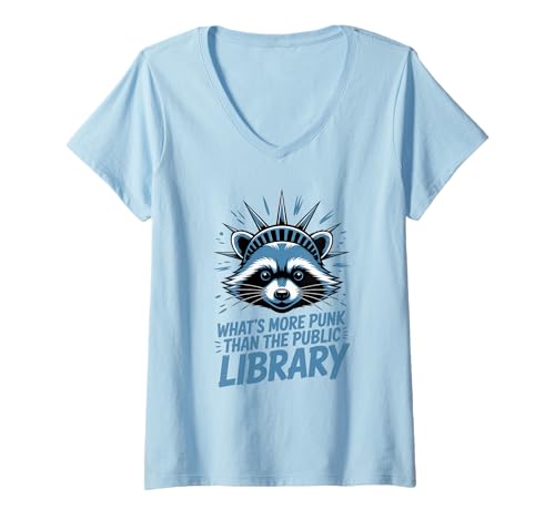 Damen Lustiger Waschbär was ist mehr Punk als die öffentliche T-Shirt mit V-Ausschnitt Damen Lustiger Waschbär was ist mehr Punk als die öffentliche T-Shirt mit V-Ausschnitt von Was ist mehr Punk als der Waschbär der