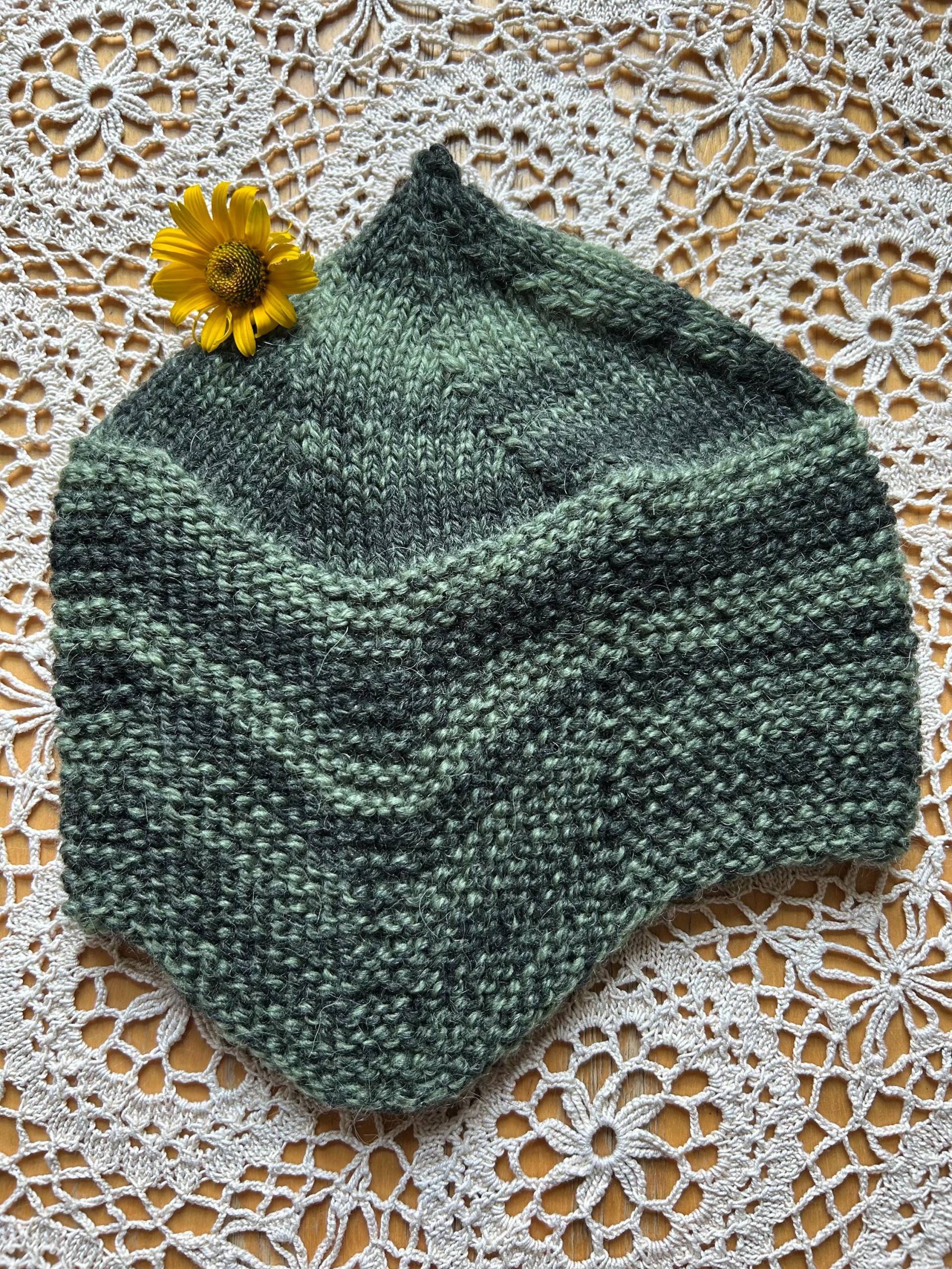 Handgestrickte Mütze Für Kinder Merinowolle, Alpaka in Grün/Grau Aus Farbverlaufsgarn Ku 53 Wollmütze/Kindermütze von WasClaudistrickt