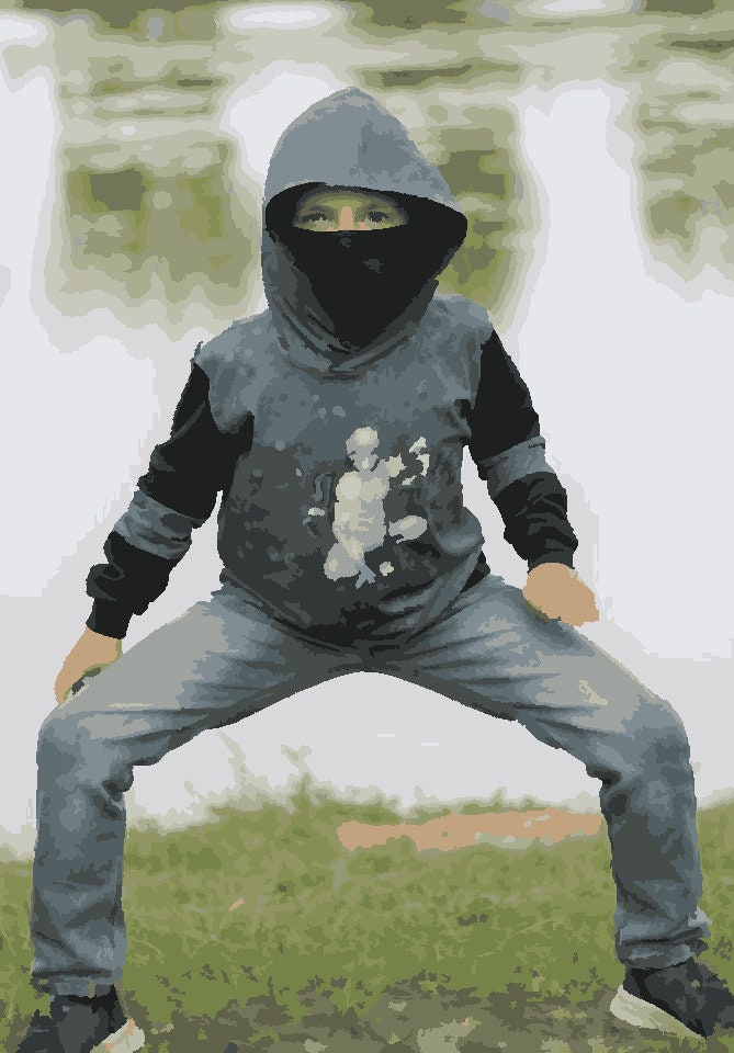 Ninja Handmade Hoodie Jungs Mit Maske Gr. 158 - 164 Shirt Langarm von WasGanzTolles