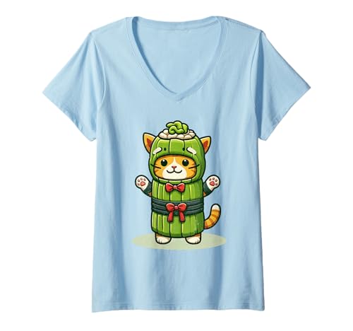 Damen Wasabi-Katzen-Kostüm für Sushi, Anime, Cosplay T-Shirt mit V-Ausschnitt Damen Wasabi-Katzen-Kostüm für Sushi, Anime, Cosplay T-Shirt mit V-Ausschnitt von Wasabi Cat Collection