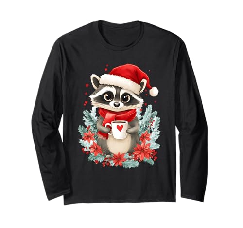 Waschbär Kaffee Frauen Männer Kinder Weihnachten Waschbär Langarmshirt Waschbär Kaffee Frauen Männer Kinder Weihnachten Waschbär Langarmshirt von Waschbär Kaffee Blumen Weihnachten Damen Herren