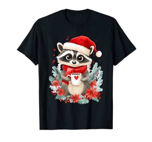 Waschbär Kaffee Frauen Männer Kinder Weihnachten Waschbär T-Shirt Waschbär Kaffee Frauen Männer Kinder Weihnachten Waschbär T-Shirt von Waschbär Kaffee Blumen Weihnachten Damen Herren