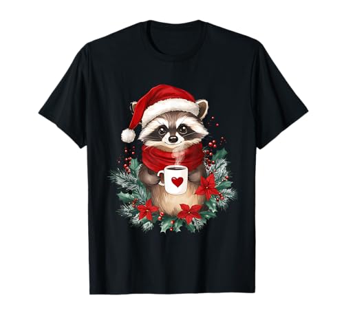 Waschbär Kaffee Frauen Männer Kinder Weihnachten Waschbär T-Shirt Waschbär Kaffee Frauen Männer Kinder Weihnachten Waschbär T-Shirt von Waschbär Kaffee Blumen Weihnachten Damen Herren