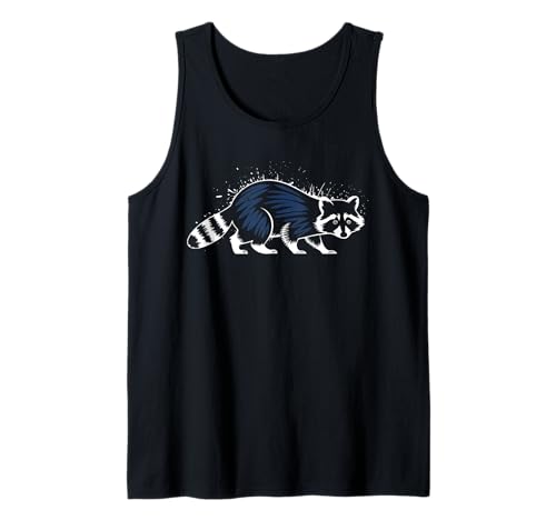 Waschbär Tshirt Männer Frauen Blue Animal School Sport Fan Tank Top von Waschbär TShirt Männer Frauen Tierschule Sport