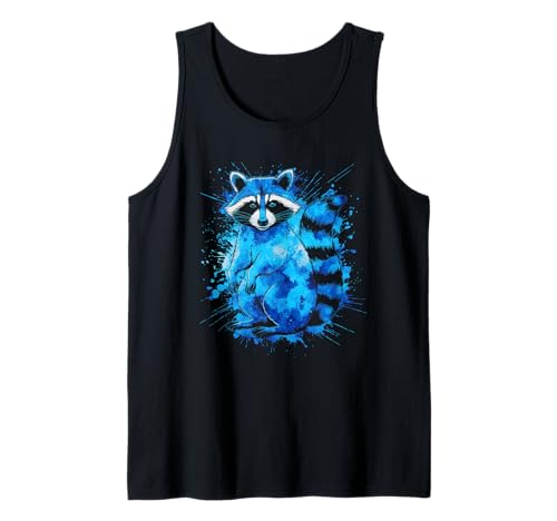 Waschbär Tshirt Männer Frauen Blue Animal School Sport Fan Tank Top von Waschbär TShirt Männer Frauen Tierschule Sport