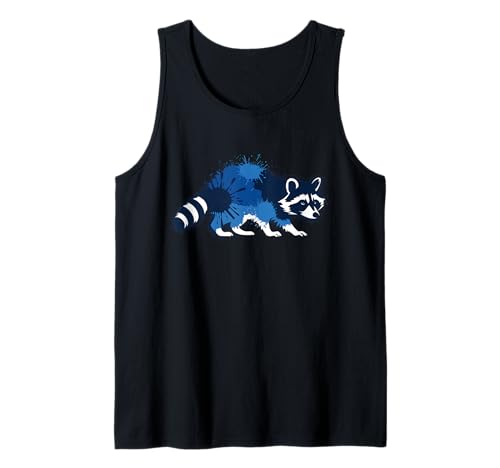 Waschbär Tshirt Männer Frauen Blue Animal School Sport Fan Tank Top von Waschbär TShirt Männer Frauen Tierschule Sport