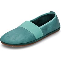 Barfußschuh Ballerina aus Bio-Leder, pfauenblau von Waschbär