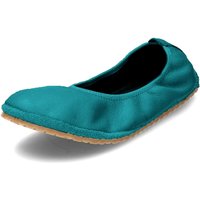 Barfußschuh Ballerina aus Bio-Leder, pfauenblau von Waschbär