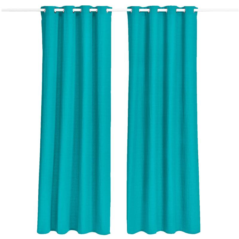 Ösenvorhang aus reiner Bio-Baumwolle, 2 Stück, petrol 135 x 245 cm von Waschbär
