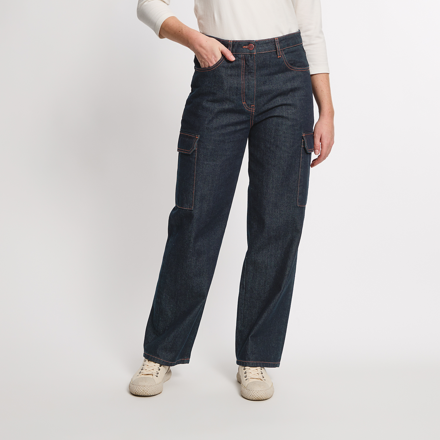 Cargo-Jeans aus reiner Bio-Baumwolle, darkblue 42 von Waschbär