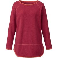 Fleece-Pullover mit Kontrastkanten aus reiner Bio-Baumwolle, beere/rostorange von Waschbär