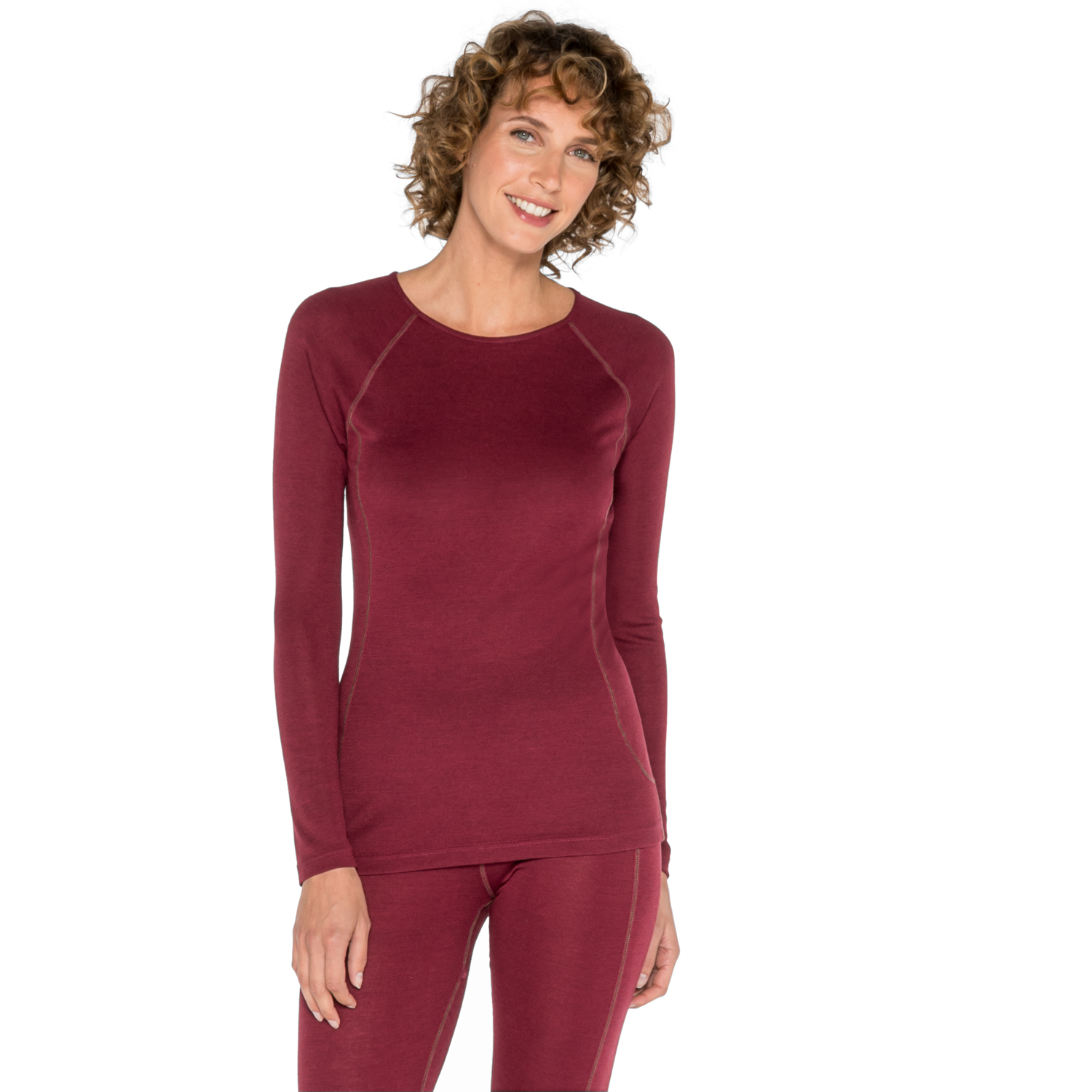 Funktions-Langarmshirt aus Bio-Merinowolle mit Bio-Seide, rubin 40 von Waschbär