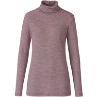 Geringeltes Rollkragenshirt aus reiner Bio-Schurwolle, mauve-geringelt von Waschbär