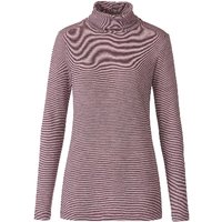 Geringeltes Rollkragenshirt aus reiner Bio-Schurwolle, mauve-geringelt von Waschbär