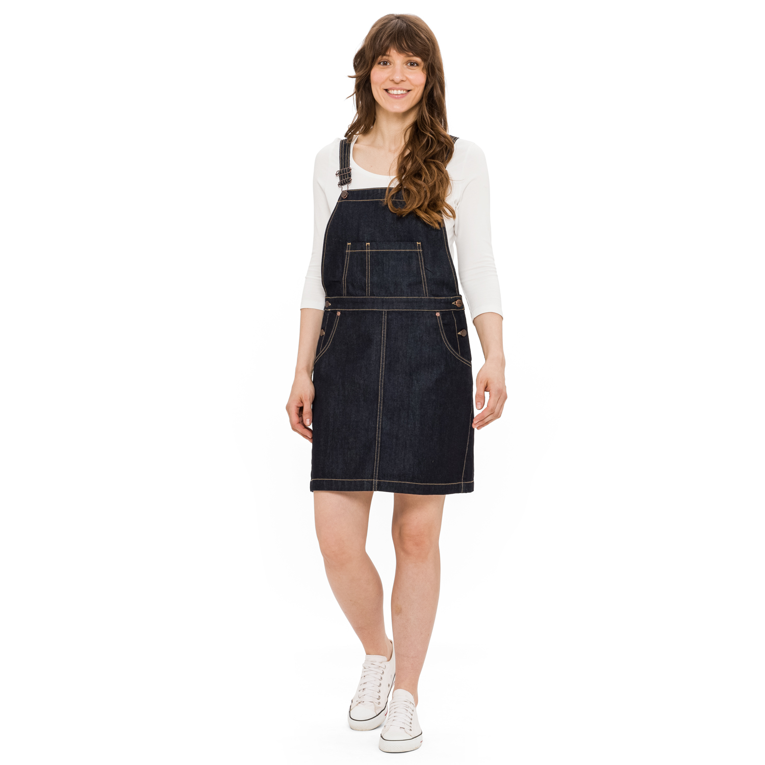 Jeans-Latzrock aus reiner Bio-Baumwolle, darkblue 40 von Waschbär
