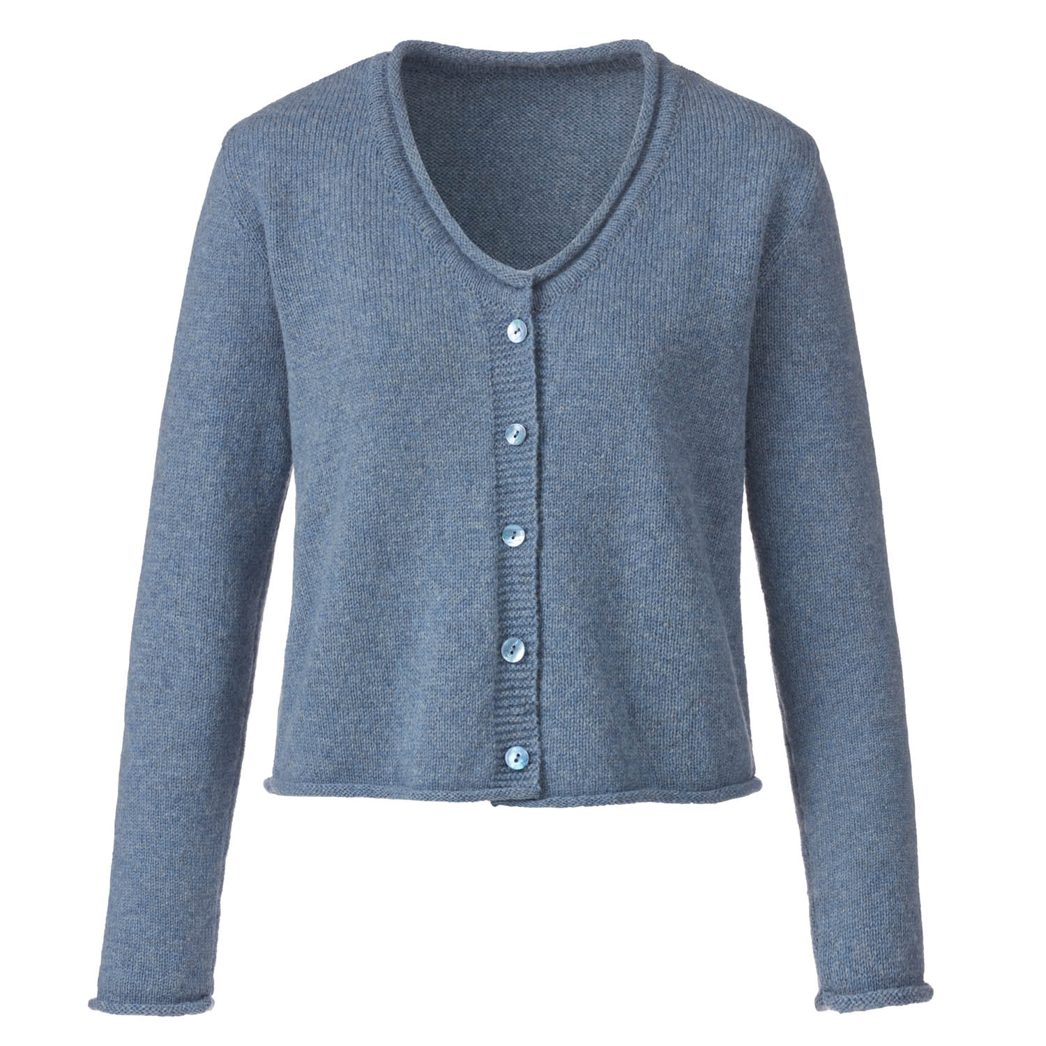 Kurze Strickjacke aus reiner Bio-Schurwolle, jeans 40/42 Kurze Strickjacke aus reiner Bio-Schurwolle, jeans 40/42 von Waschbär