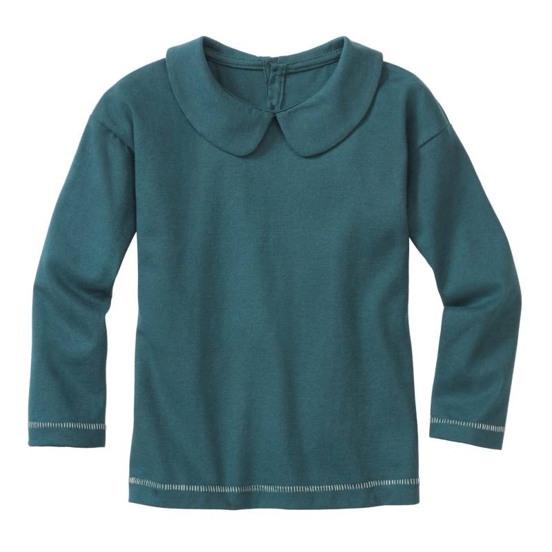 Langarmshirt mit Bubikragen aus reiner Bio-Baumwolle, smaragd 122/128 von Waschbär