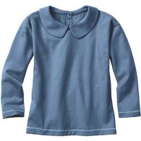 Langarmshirt mit Bubikragen aus reiner Bio-Baumwolle, taubenblau von Waschbär