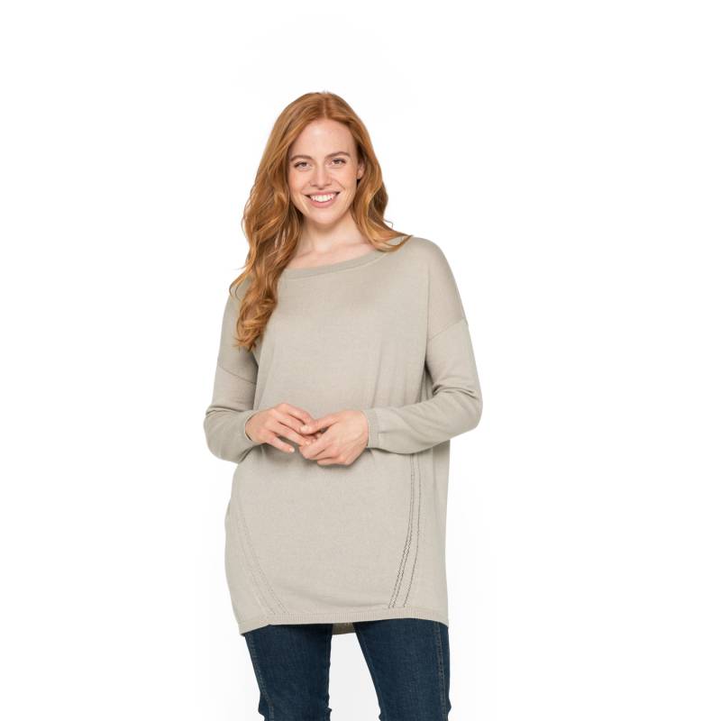 Longpullover aus Bio-Merinowolle und Bio-Baumwolle, stein 44/46 von Waschbär
