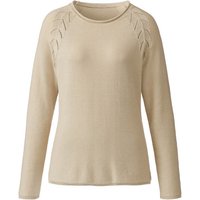 Pullover mit Ajourdetail aus reiner Bio-Baumwolle, beige von Waschbär