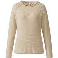 Pullover mit Ajourdetail aus reiner Bio-Baumwolle, beige von Waschbär