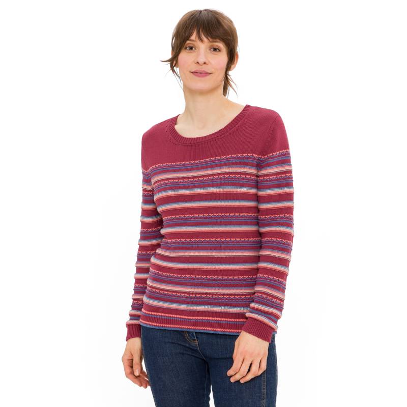 Ringelpullover aus reiner Bio-Baumwolle, himbeere gemustert 36/38 von Waschbär