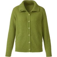 Strickjacke mit Stehkragen aus reiner Bio-Schurwolle, moos von Waschbär