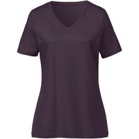 T-Shirt mit V-Ausschnitt aus reiner Bio-Baumwolle, aubergine von Waschbär