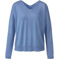 V-Pullover aus Leinen und TENCEL™, taubenblau von Waschbär