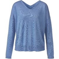 V-Pullover aus Leinen und TENCEL™, taubenblau von Waschbär