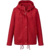 Walkjacke mit Kapuze aus reiner Bio-Schurwolle, granatapfel von Waschbär