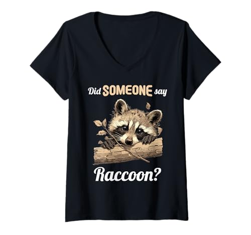 Damen Waschbären Waschbär T-Shirt mit V-Ausschnitt Damen Waschbären Waschbär T-Shirt mit V-Ausschnitt von Waschbären Waschbär Tier Shop