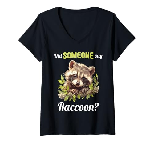 Damen Waschbären Waschbär T-Shirt mit V-Ausschnitt Damen Waschbären Waschbär T-Shirt mit V-Ausschnitt von Waschbären Waschbär Tier Shop