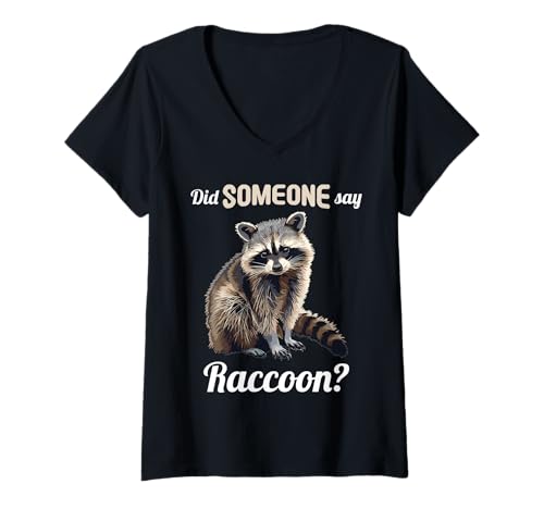 Damen Waschbären Waschbär T-Shirt mit V-Ausschnitt Damen Waschbären Waschbär T-Shirt mit V-Ausschnitt von Waschbären Waschbär Tier Shop