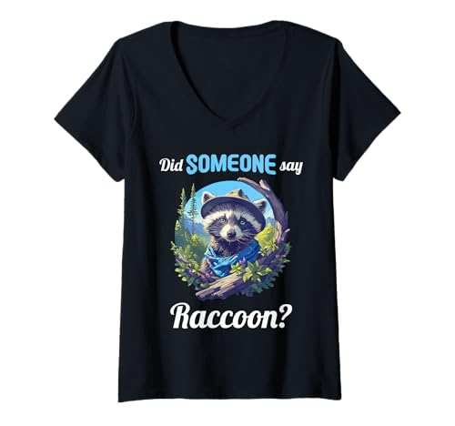 Damen Waschbären Waschbär T-Shirt mit V-Ausschnitt Damen Waschbären Waschbär T-Shirt mit V-Ausschnitt von Waschbären Waschbär Tier Shop